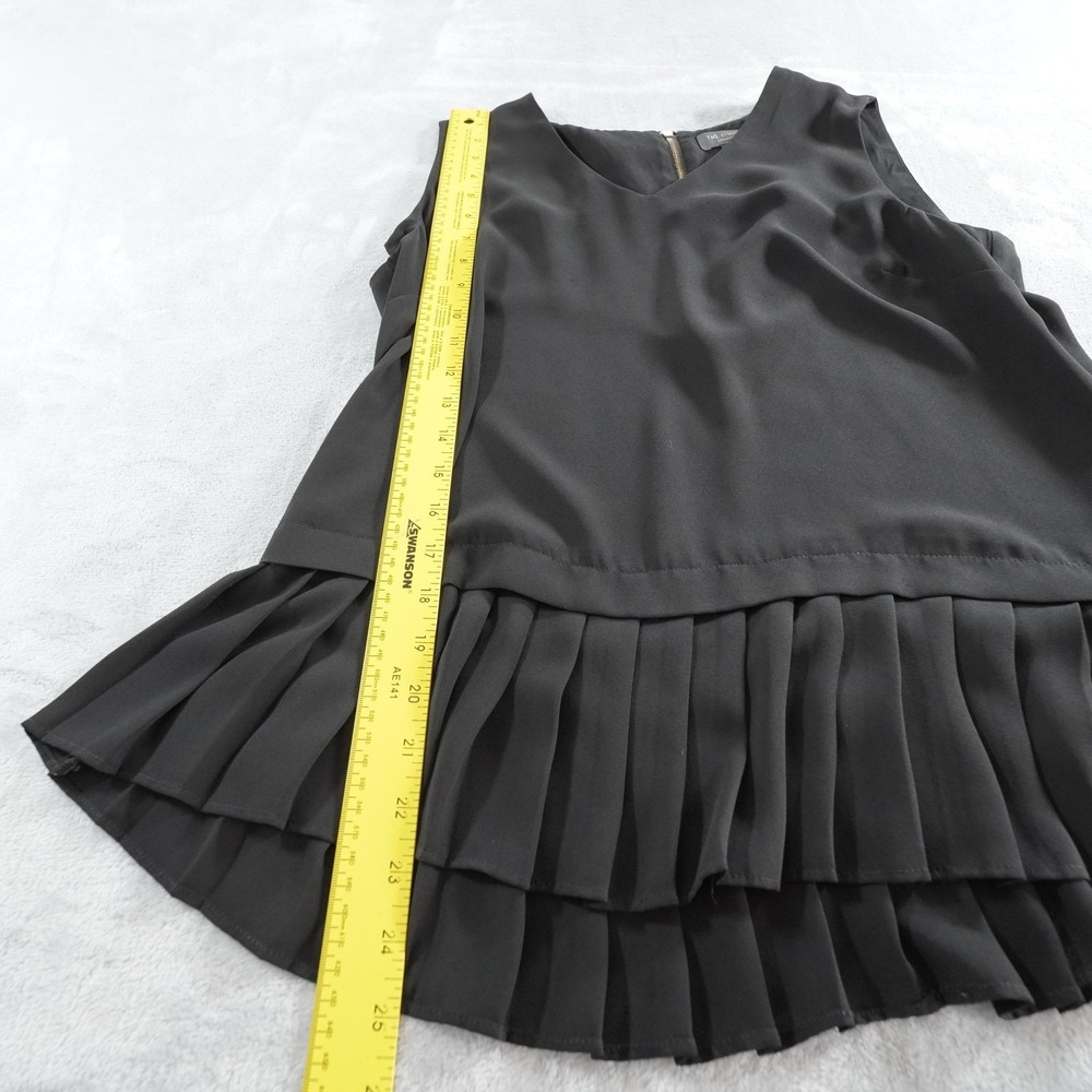 Limited Peplum Pleated Top Womens S Black Chiffon Lined Rear Zip Office Goth - Picture 5 of 11